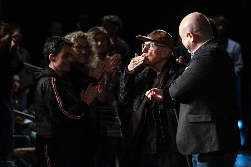 Performance/tribute to Peter Brook and meeting with drama school students.