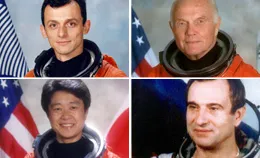 Pedro Duque, John Glenn, Chiaki Mukai and Valeri Poliakov